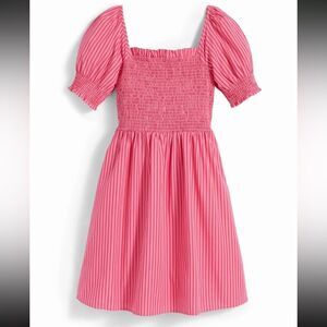 Draper James Smocked Bodice Pink Striped Summer Mini Dress M